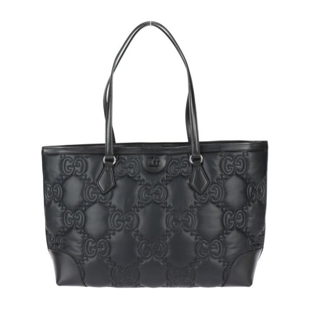 Gucci Medium Tote Bag Ggmatelasse Tote Bag Nylon Leather Black Silver